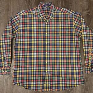 Alan Flusser Shirt Mens Large Multi-Color Checks Long Sleeves